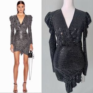Iro New Loulou Sequin Puff Shoulder Mini Dress